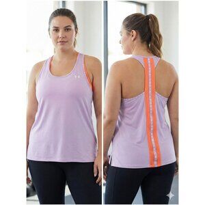 Under Armour Women’s 1X HeatGear Loose Tank Top Purple Orange Racerback Logo